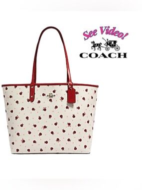 🐞 Coach Ladybug Print City Tote Reversible MSRP $350 🐞